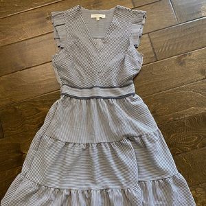 Striped dress with flutter sleeves